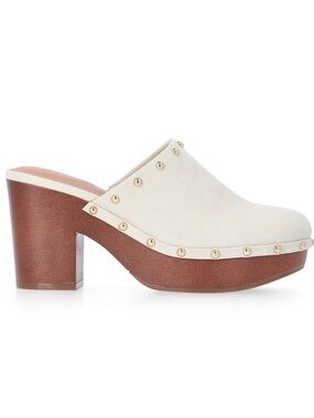 Time and Tru Cream Studded Platform Clog Mule